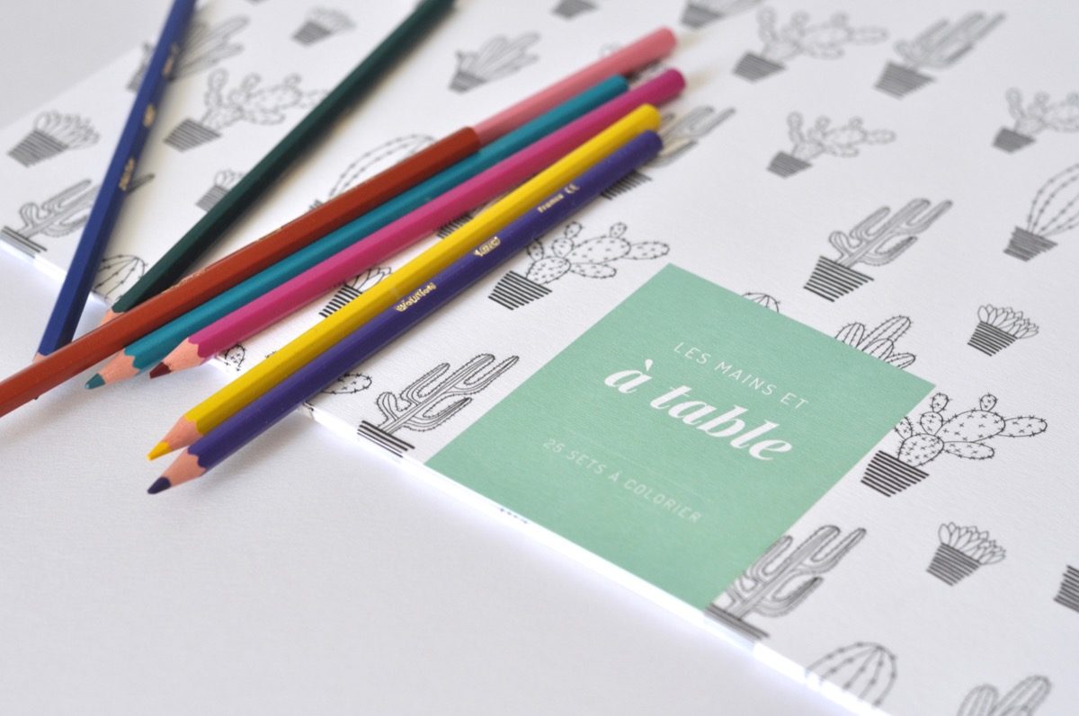 Sets de tables en papier à colorier - Les manies de Marion - modele cactus, détail