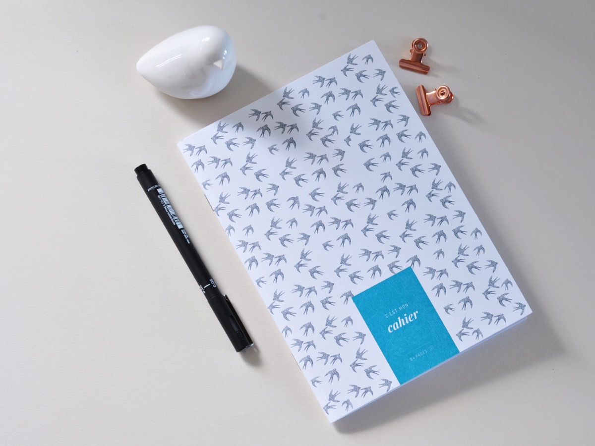 ensemble carnet motifs oiseaux, les manies de Marion, papeterie française haut de gamme